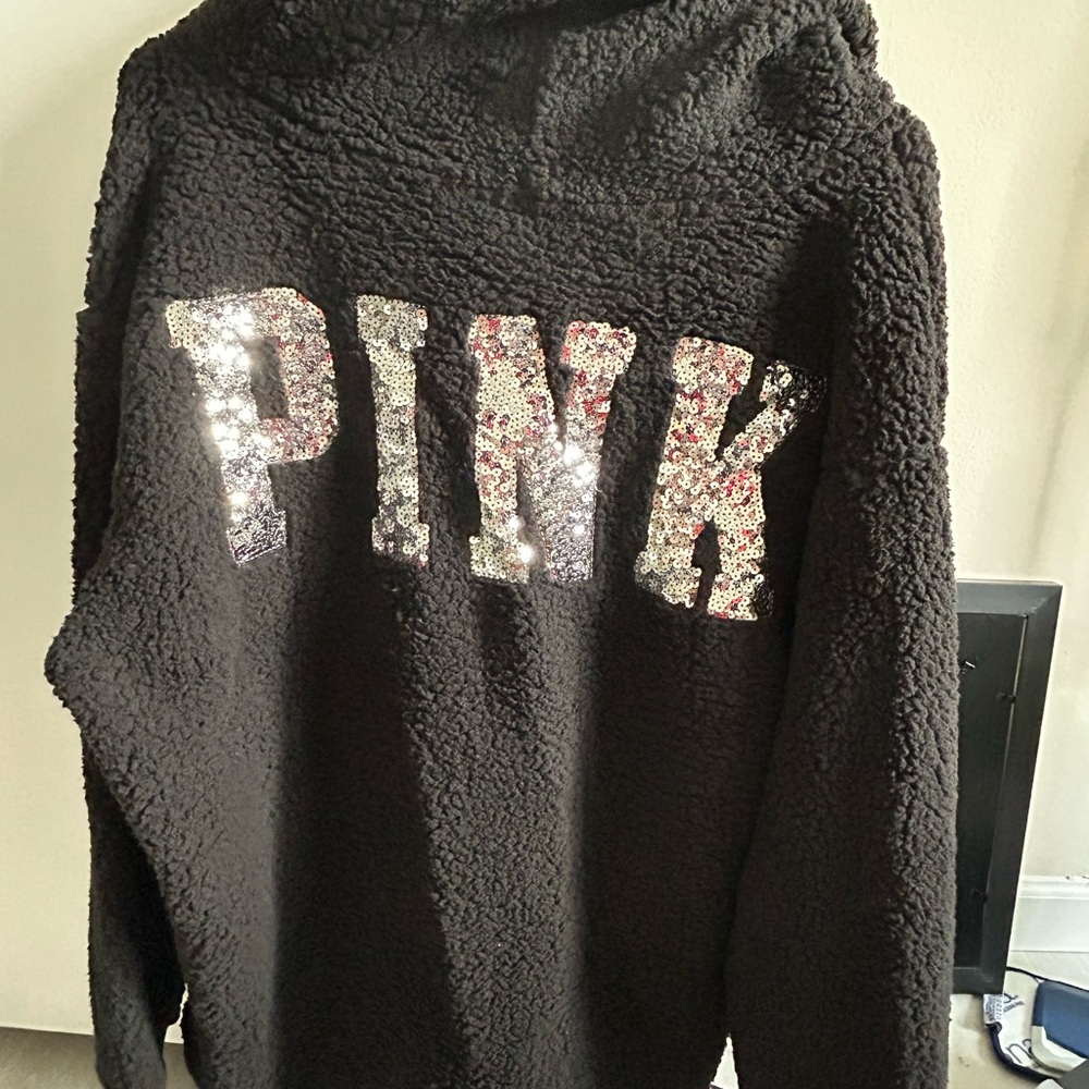 PINK Victoria's Secret Black Sherpa Jacket